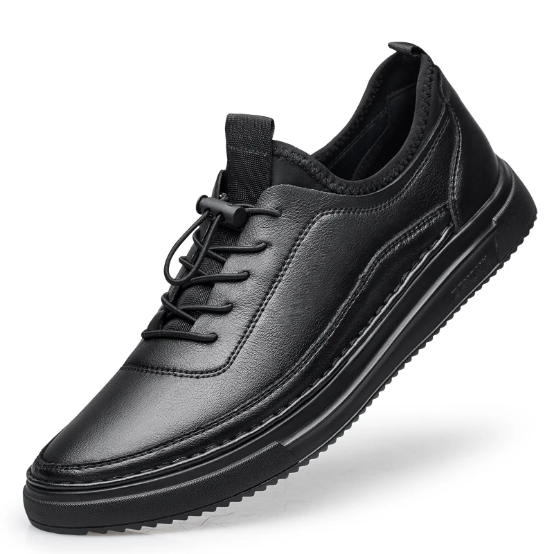 Мужские кожаные повседневные туфли уличные удобные белые кроссовки на плоской