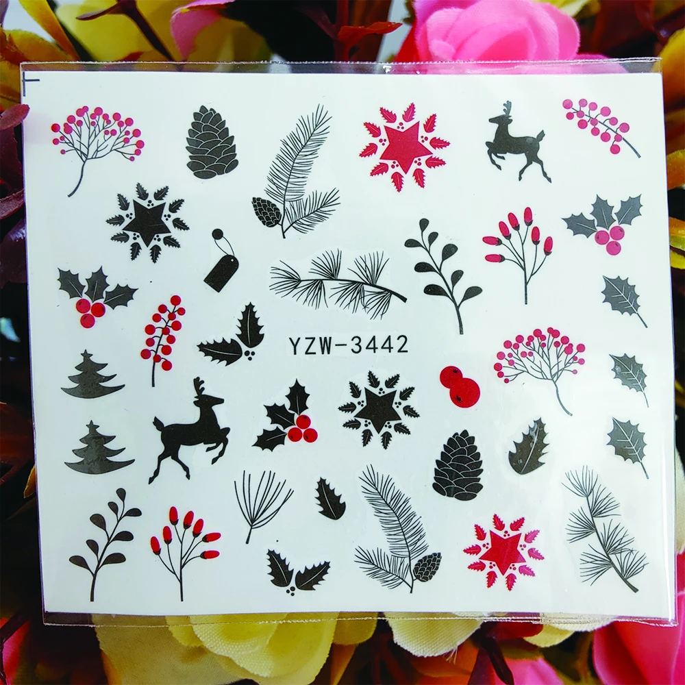 

New Nail Sticker Water Decals Nail Art Decorations Leaf Deer Flowers Water Stickers for Nails Manicure Accessories