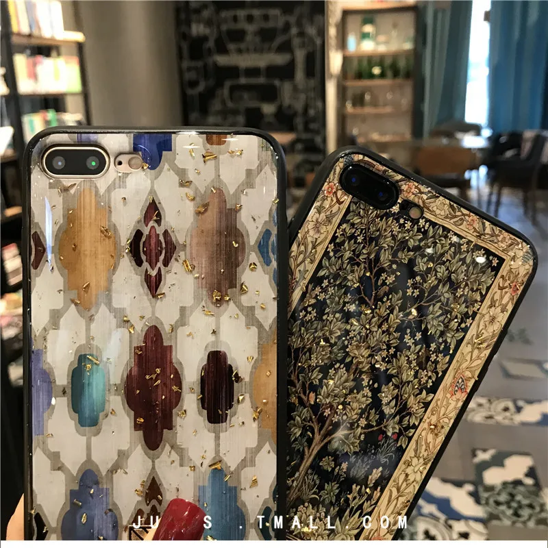 Luxury Brand Art Case For iPhone 7 8 6 6S Plus Glitter Gold Foil Retro Phone X XS MAX XR Silicon Back Cover Capa |