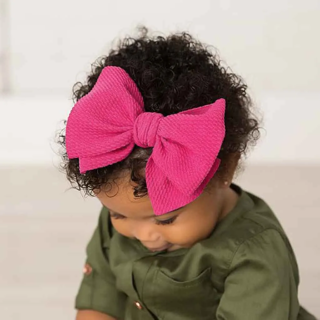 Эластичная однотонная повязка на голову с бантом для новорожденных девочек 5 шт.