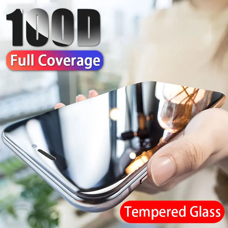 

Full Cover Protective Glass on For iphone 7 8 6 6s Plus Tempered Screen Protector For X XR XS 11 Pro MAX Curved Edge Glass Film