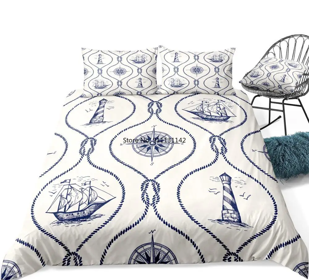 

Семейный комплект Ocea, постельное белье с лодочкой, пододеяльник для девочек и мальчиков, комплект черного и белого домашнего текстиля, пост...