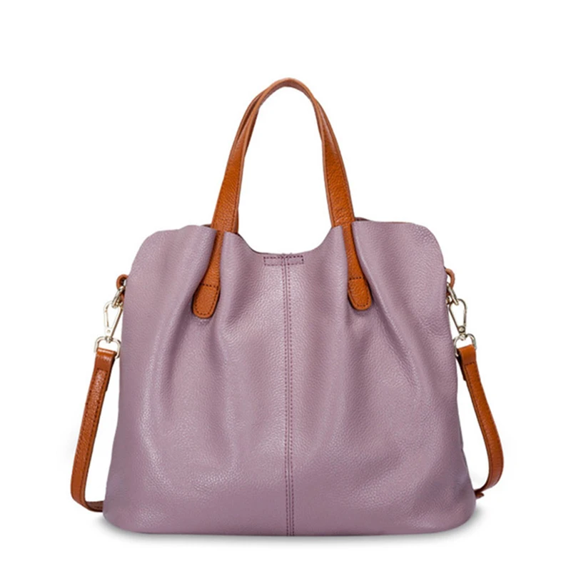 

Genuine Leather Women's Bag Fashion Commute Handbags Solid Color Tote Messenger Luxury Designer Shoulder Cossbody Bags Female