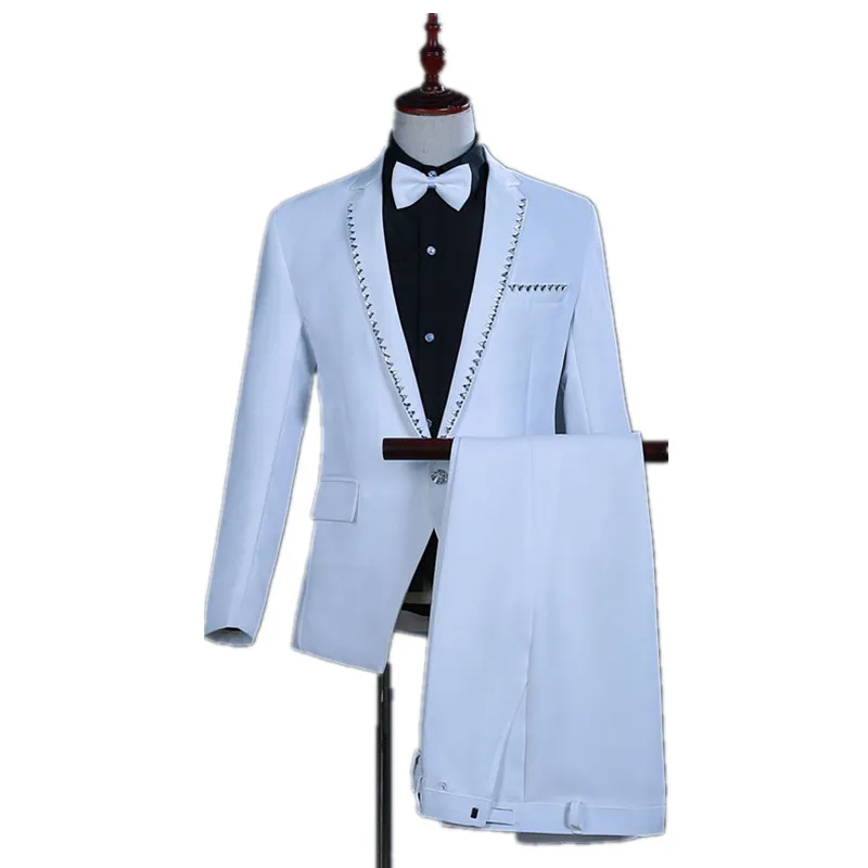 

Костюм мужской из двух предметов (пиджак + брюки), белый приталенный деловой повседневный костюм ручной работы, свадебное платье для жениха