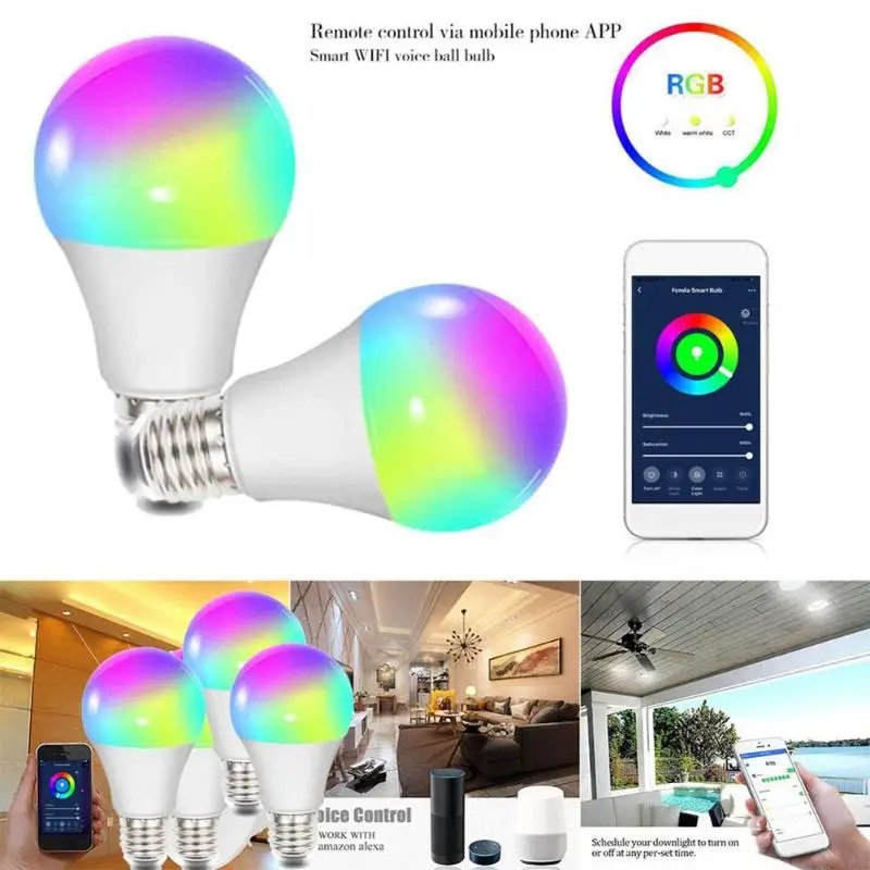Светодиодный волшебный умный светильник лампочки E27 85-265 в RGB Bluetooth Wi-Fi подключение