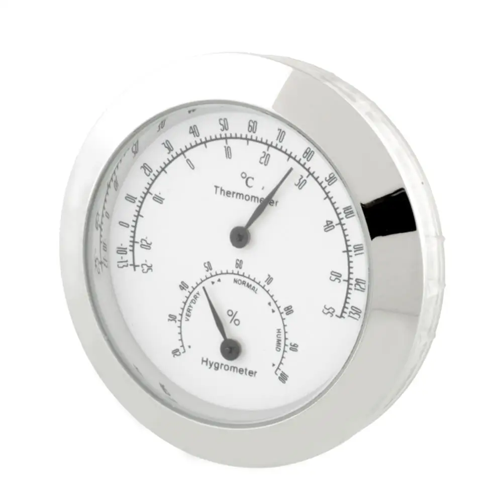 

Alloy Silver Round Thermometer Hygrometer Case For Guitar Mini Useful Portable