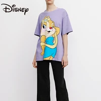 disney summer trendy loose round neck matching womens chipmunk chicky and ditty printed cotton short sleeved t shirt