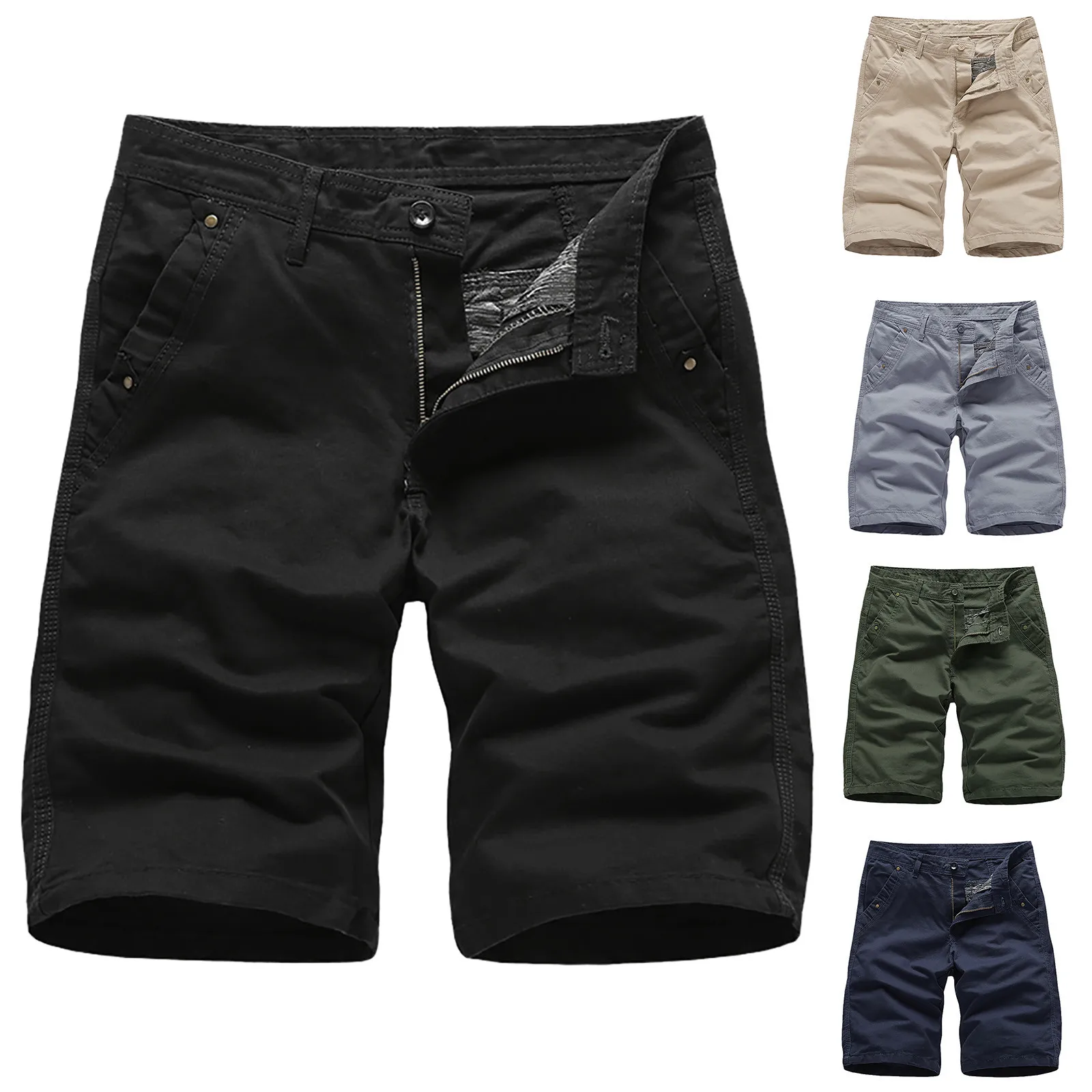 

57# Men's 2021 Summer Leisure Outdoor Solid Color Overalls Pants Shorts Pants Five-point Pants Commute Office Oversized Shorts