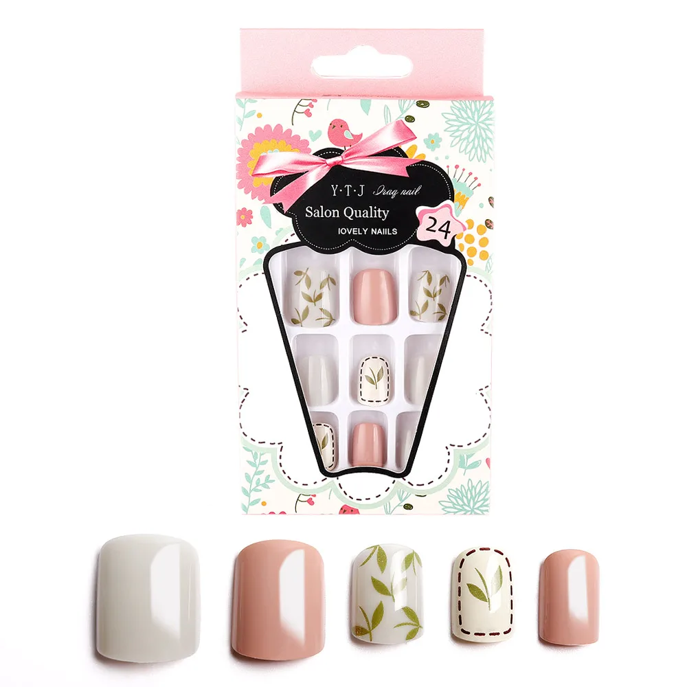 24 шт. накладные ногти длинные квадратные съемные с полным покрытием клейкой