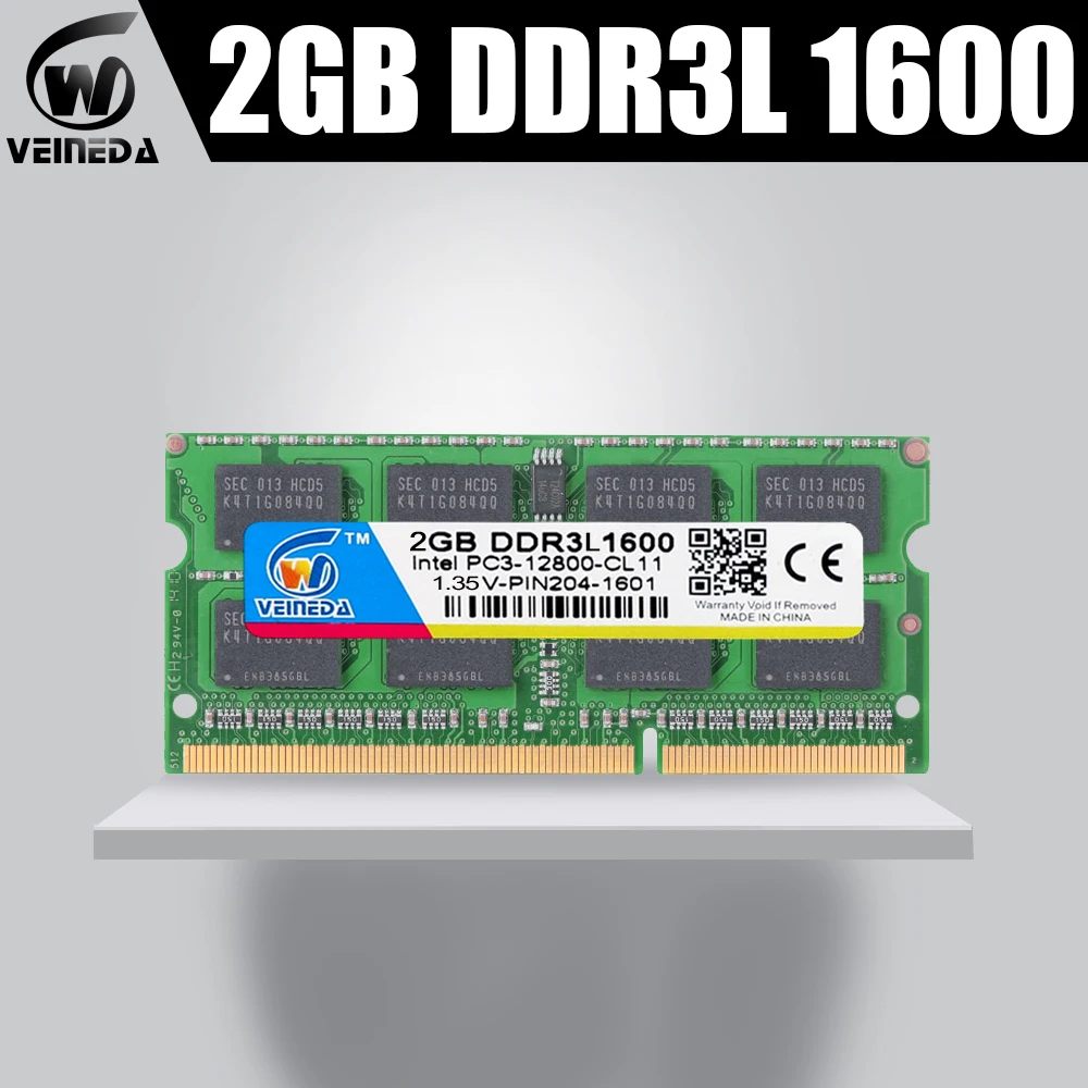 Оперативная память VEINEDA DDR3L, 2 Гб, 1333, 1600, PC3-12800, 1,35 в, для Intel, AMD, совместима с 2 Гб, ddr, 3 памяти, оперативная память, не ECC SODIMM