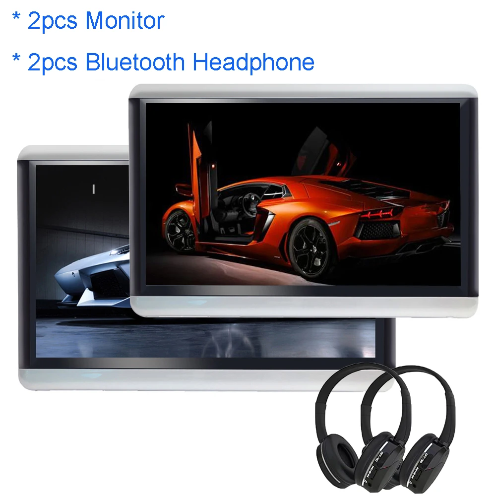 ONKAR 10,6 дюймов Android автомобильный подголовник монитор 1920*1200 HD 1080P wifi FM SD HDMI av вход/выход MP4 MP5 Поддержка Bluetooth наушники - Цвет: 2pcs BT headphone