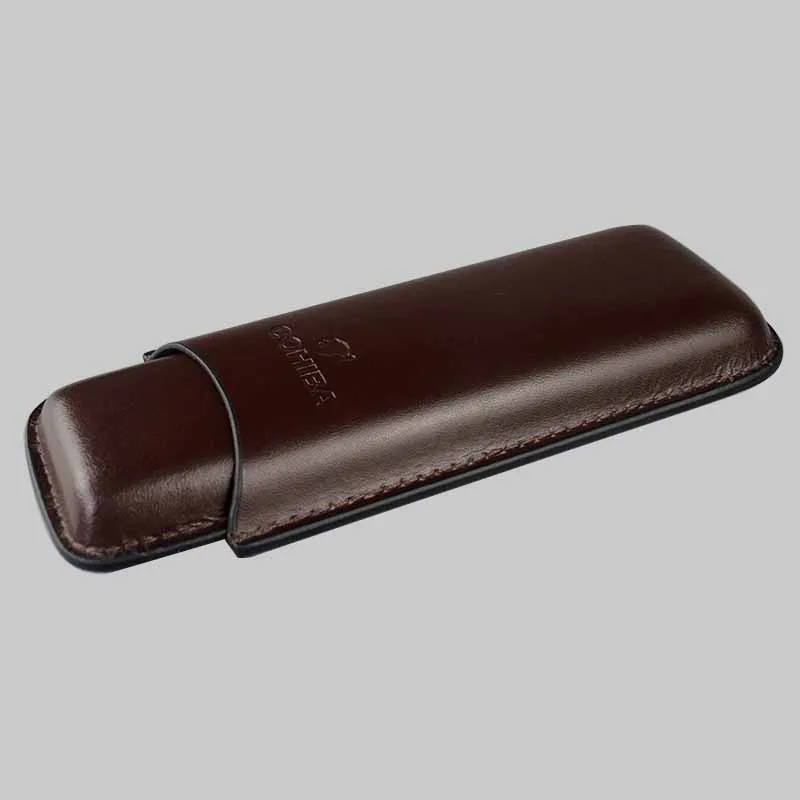 Горячая продажа COHIBA чехол для сигар/Humidor Коричневая кожа 2 трубки Humidor сигар