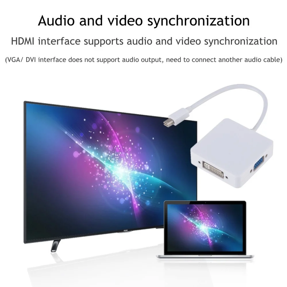PzzPss 3 в 1 мини DisplayPort DP HDMI-совместимый адаптер VGA DVI 4K Мини кабель конвертер для MacBook