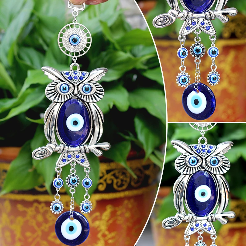 

1 Pc Large Owl Turkish Blue Glass Evil Eye Amulet Pendant Gift Wall Hanging Home Protection Good Lucky Decoration Ornament