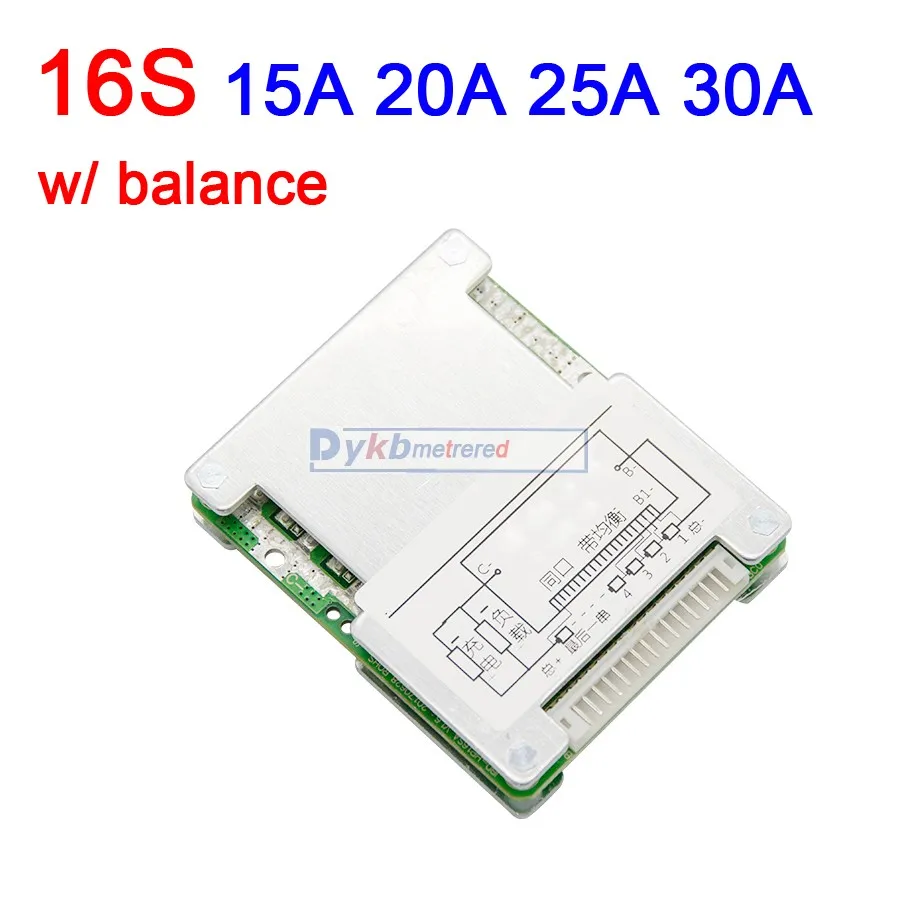 

16S 14S 60V 48V 30A 25A 20A 15A 3.7V Li-ion lithium battery protection board BMS W/ balance Liion lipo 13S 10S 7S 12V 24V 36V