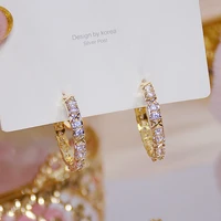 luxury anti allergy shining artificial diamond hoop earring for women cubic zircon feminia gorgeous ear ring bella bijou pendant
