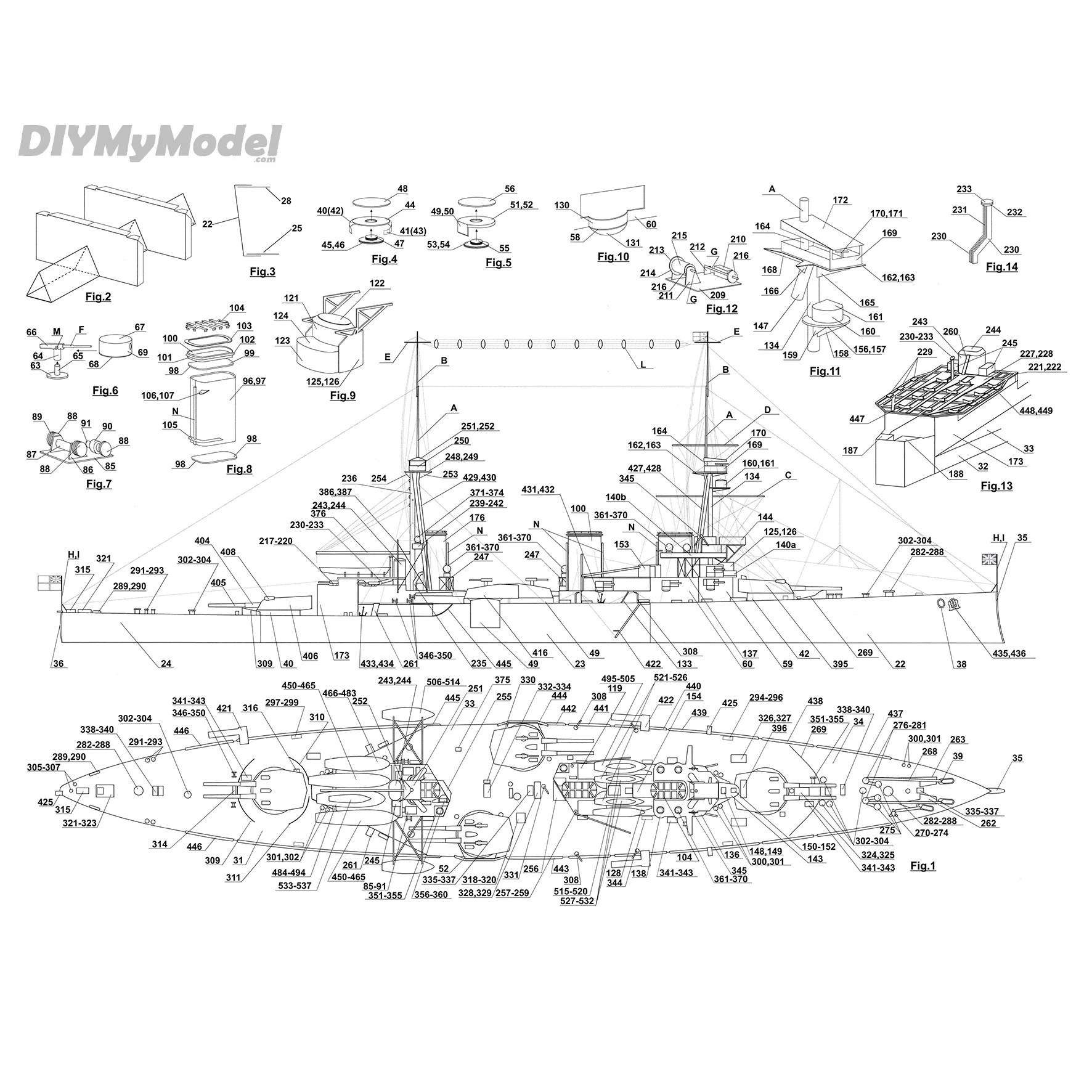 DIYMyModeI-Battlecruiser brit&aacute;nico invencble 1:250, bricolaje, artesanal, Kit de papel, hecho a mano juguete, rompecabezas, regalo, utillaje de pel&iacute;cula-4