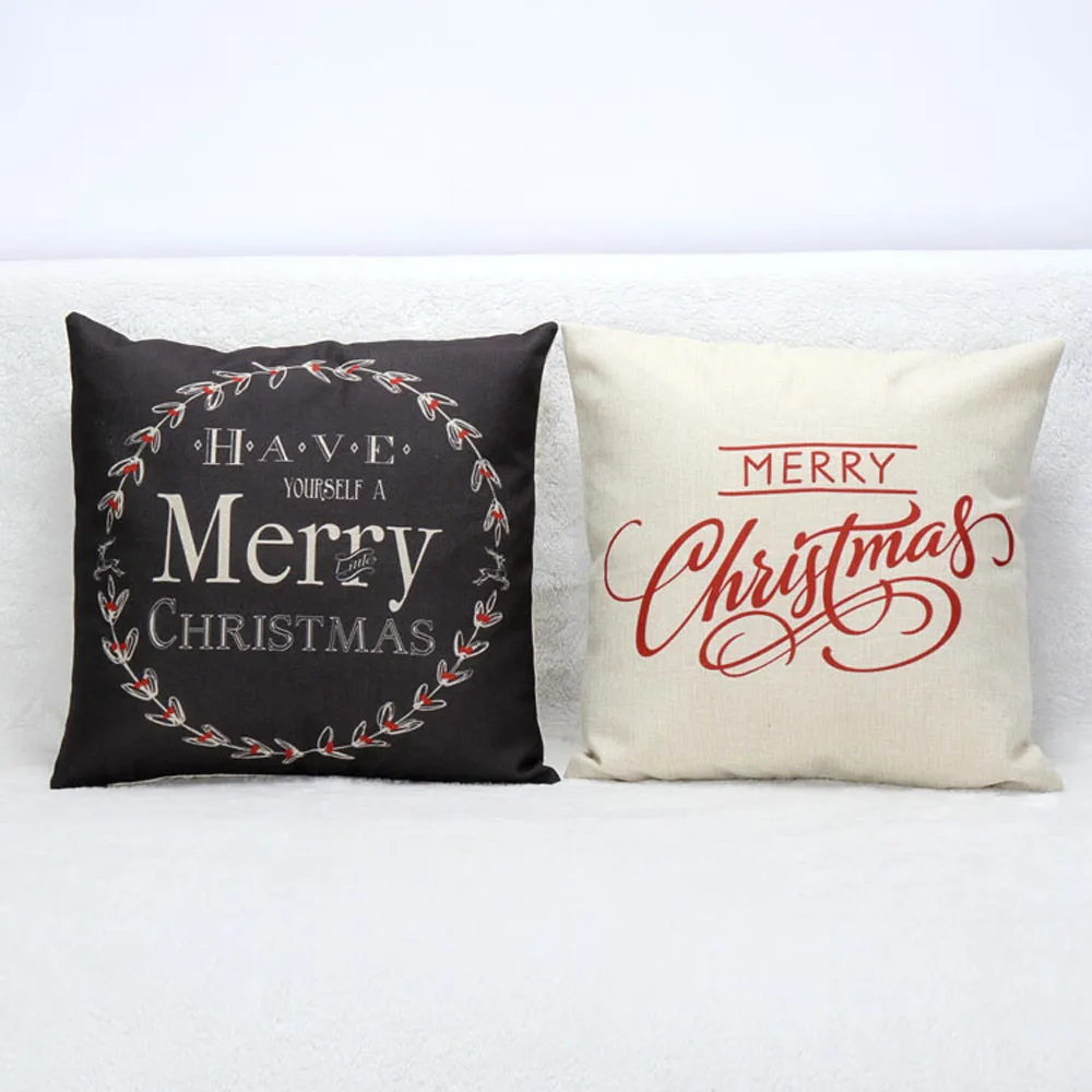 Веселые рождественские наволочки на подушки с надписью Xmas разными принтами