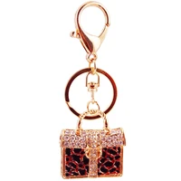hot sale leopard print handbag model keychain jewelry ladies bag pendant decoration handmade keychains