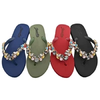 womens flat comfortable beach shoes non slip soft bottom casual flip flops rhinestone decoration summer flat slipper