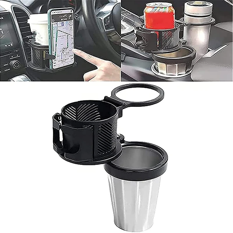 

2Pcs 3in1 Multifunctional Car Drink Holder Universal Car Cup Holder with 360° Rotating Adjustable Base Water Cup Holder