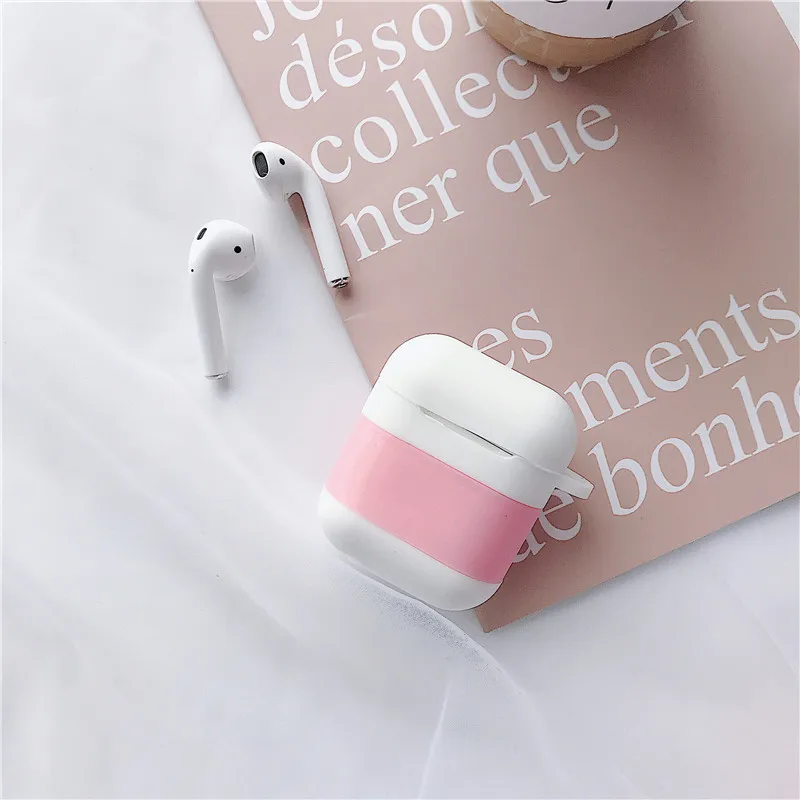 White+Pink Чехол для AirPods с милым рисунком лимонного чая Vitasoy Milk силиконовый защитный чехол для наушников Airpods 2 с крюком аксессуары для AirPods - Цвет: White+Pink