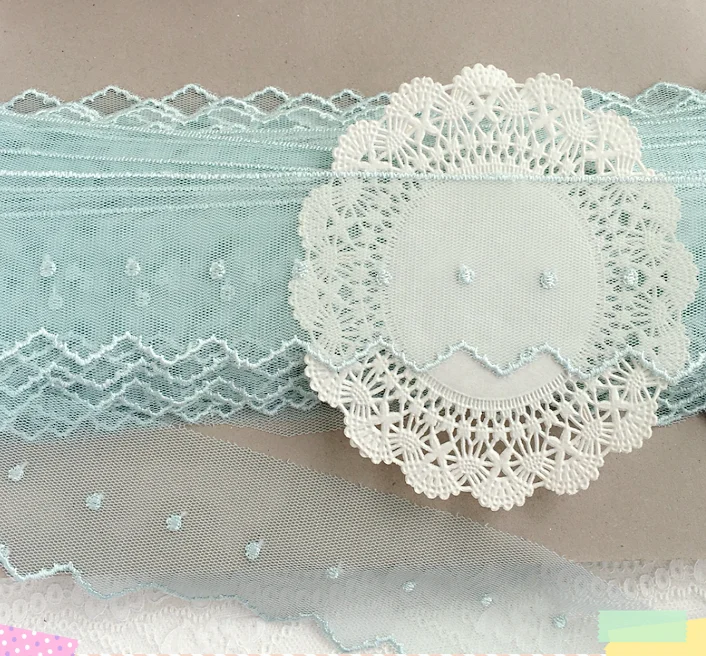 3 ярда Высококачественная Красивая зеленая мятно-синяя кружевная лента с