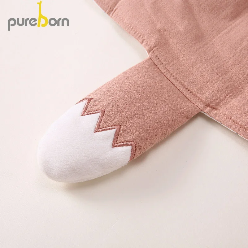 Pureborn/плащ с капюшоном; пальто для малышей; хлопковая накидка; пончо для маленьких девочек и мальчиков; Верхняя одежда с рисунком лисы; куртка; одежда на осень и весну