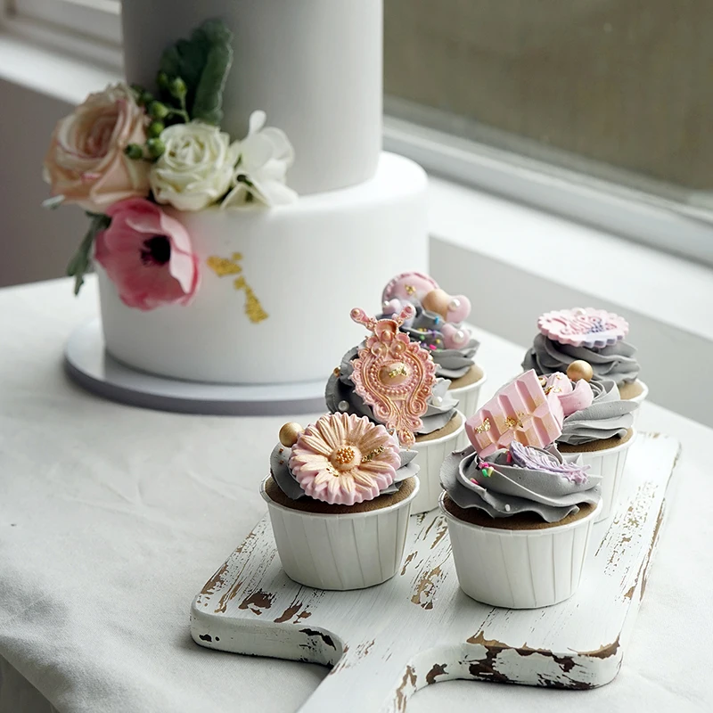 Имитация крема серого тона чашка для торта старшая серая пудра реквизит пекарня