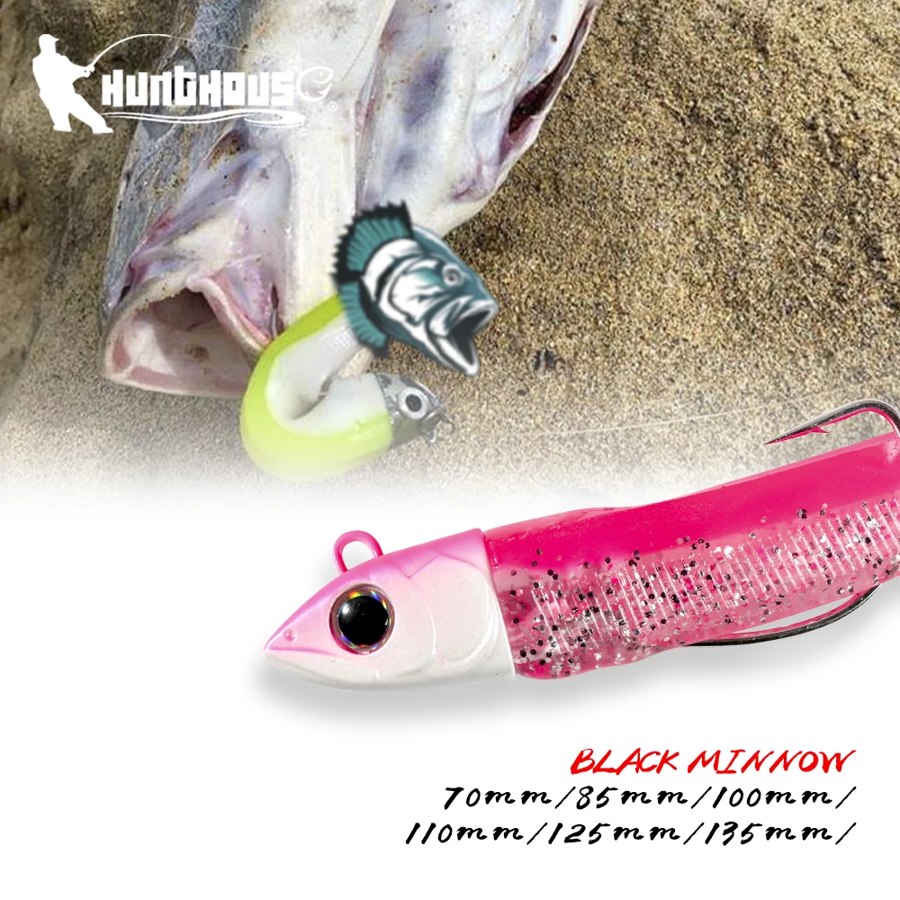 Hunthouse Black Minnow Soft Fishing lure 70mm 90mm 110mm 125mm Bass Pike tackle easy shiner fishing leurre souple | Спорт и