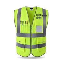 high visibility construction work vest with pockets security reflective safety traffic control survey railroad motorcycle vest