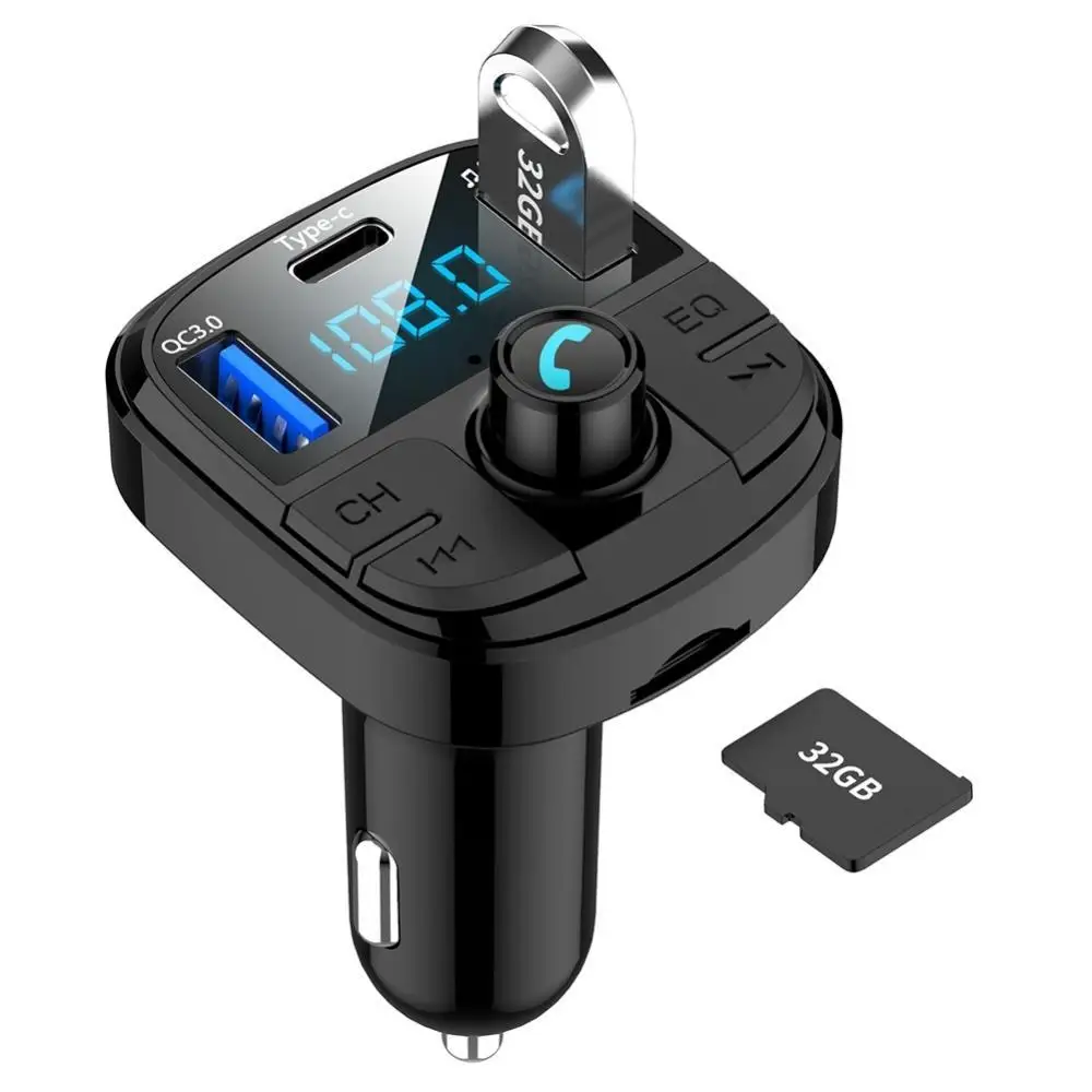 

BT29 U Disk/TF Card Bluetooths 5.0 MP3 player Type C Fast Charging QC3.0 Car Charger Adapter for Phone FM Transmitters
