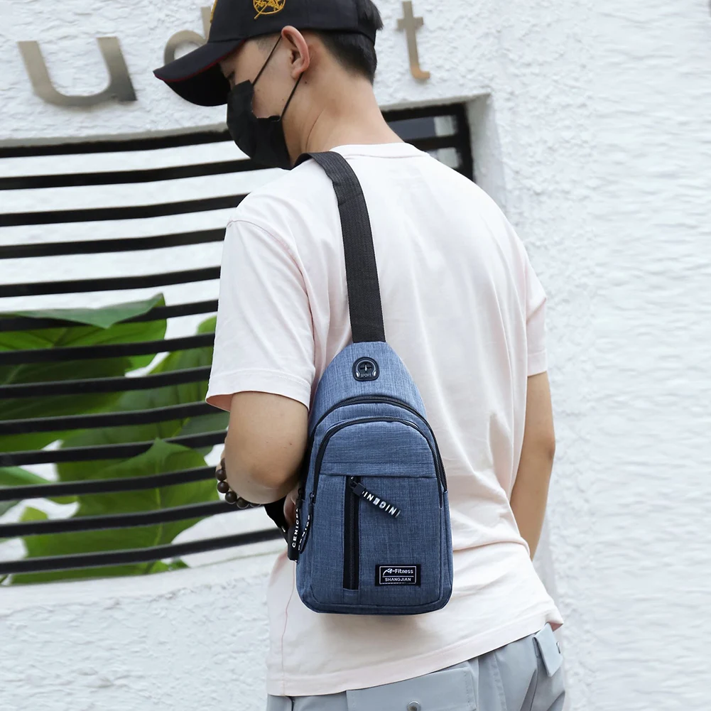 Сумка-Кроссбоди Мужская однотонная из ткани Оксфорд с несколькими карманами |