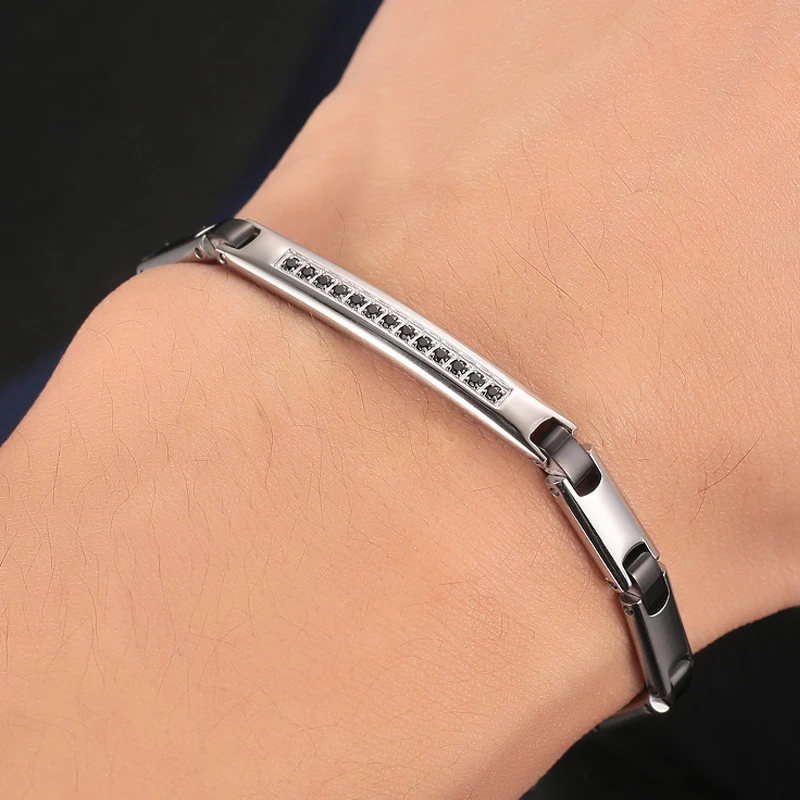 

Charm Black Color Cubic Zirconia Bracelets Bohemian Stainless Steel Bangles Jewelry for Women Men Best Friend Gifts Dropshipping