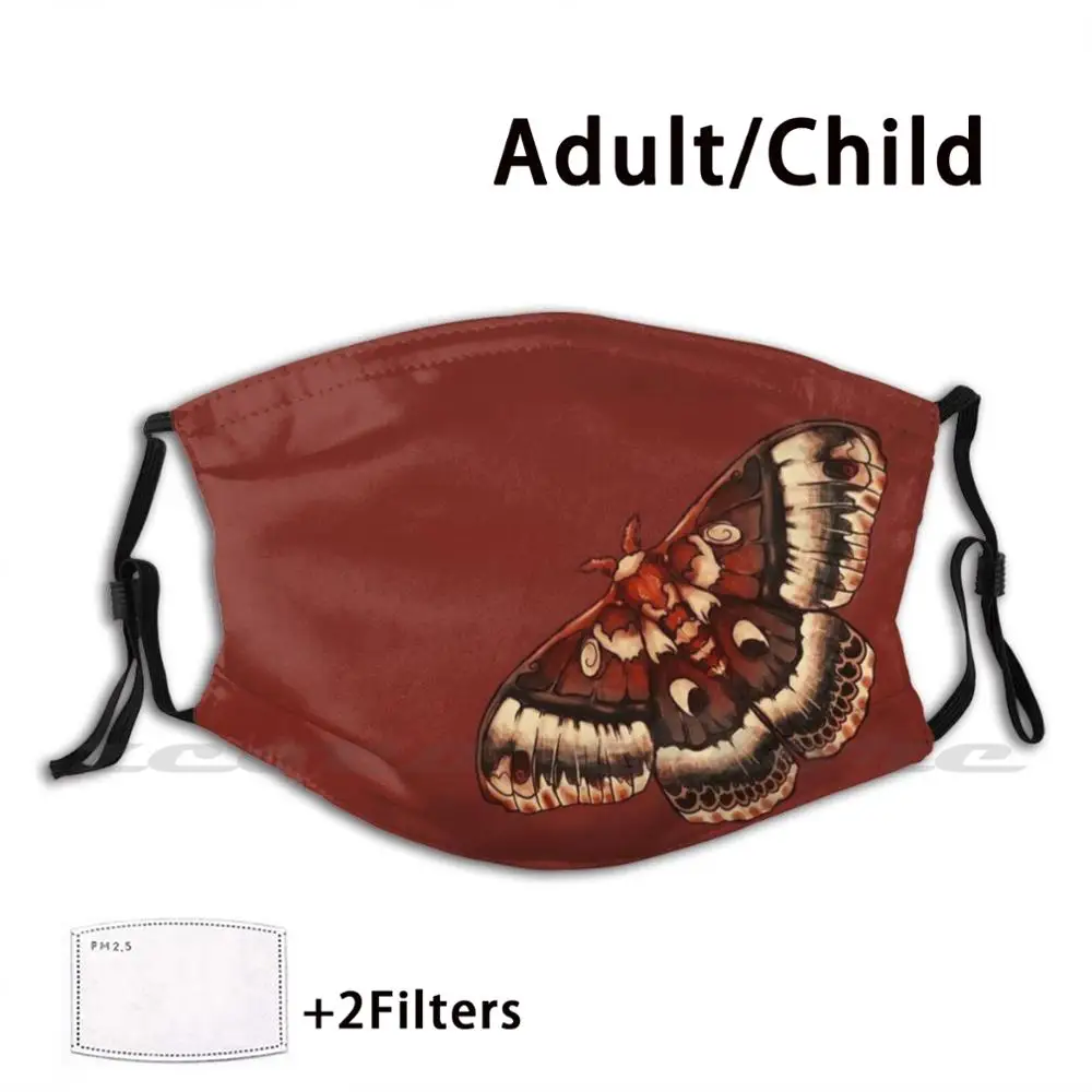 

Cecropia Moth Washable Trending Customized Pm2.5 Filter Mask Moth Nature Goth Fairy Woodland Fall Red