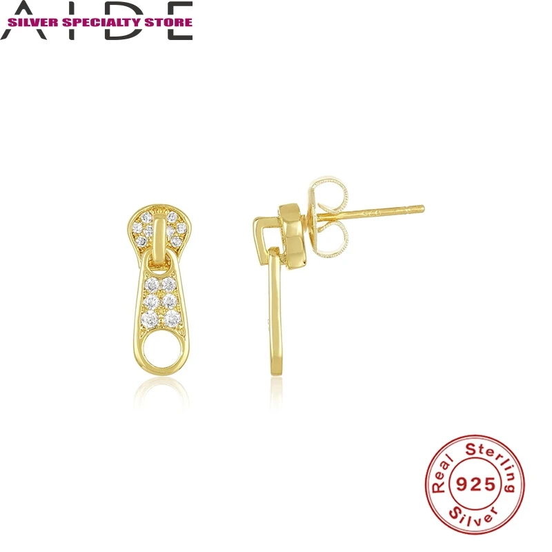 

AIDE Zipper Earrings For Women 925 Sterling Silver Stud Earrings 2020 Trend Girl Earring Jewelry Zircon Pendientes Bijoux Femme
