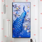 Алмазная мозаика сделай сам, вышивка Павлин, мозаика из квадратных страз с бабочками, большие украшения для вышивки крестиком, цветы