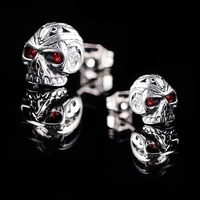 mens stainless steel earrings punk style red eye skull stud earrings motorcycle party cool earrings hip hop jewelry accessories