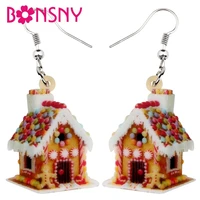 bonsny acrylic christmas anime colorful house earrings drop dangle jewelry for girl women teen kid festival party gift accessory