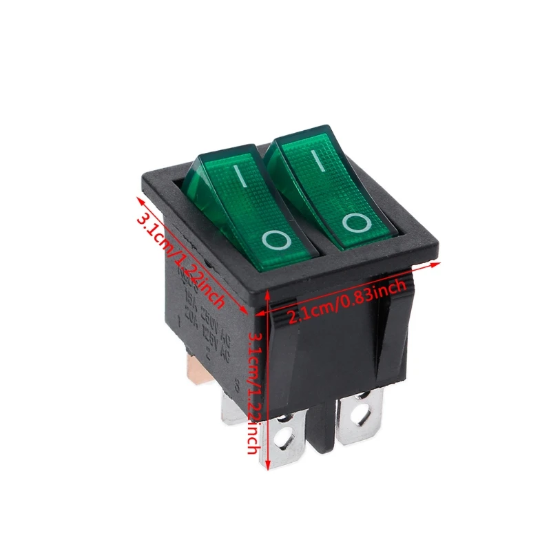 

YYSD Dual Boat Rocker Switch 6 Pin On-Off With Green Red Light 20A 125V AC