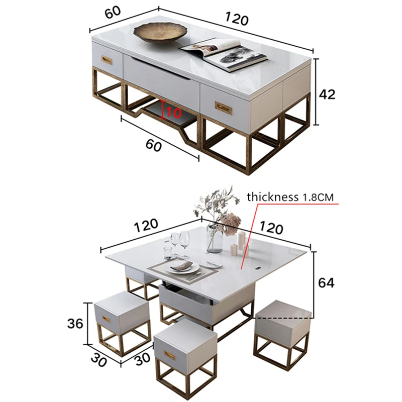 Электрический многофункциональный складной журнальный столик для гостиной