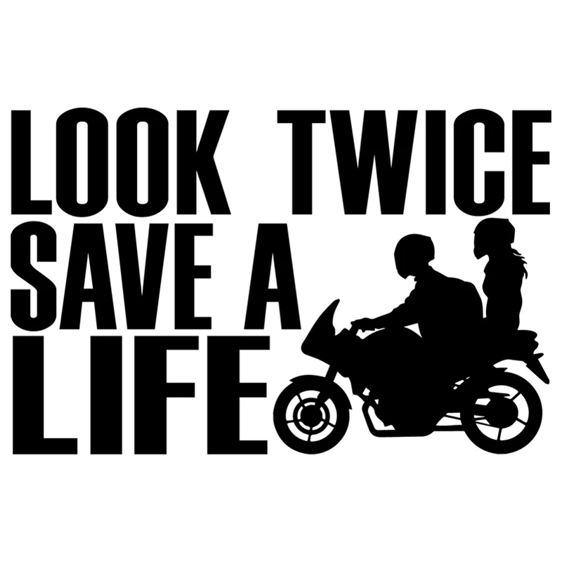 

13*8.5cm Look Twice Save A Life Motorcycle Safety Vinyl Decal Window Bumper Sticker Car Bike Car Styling Stickers
