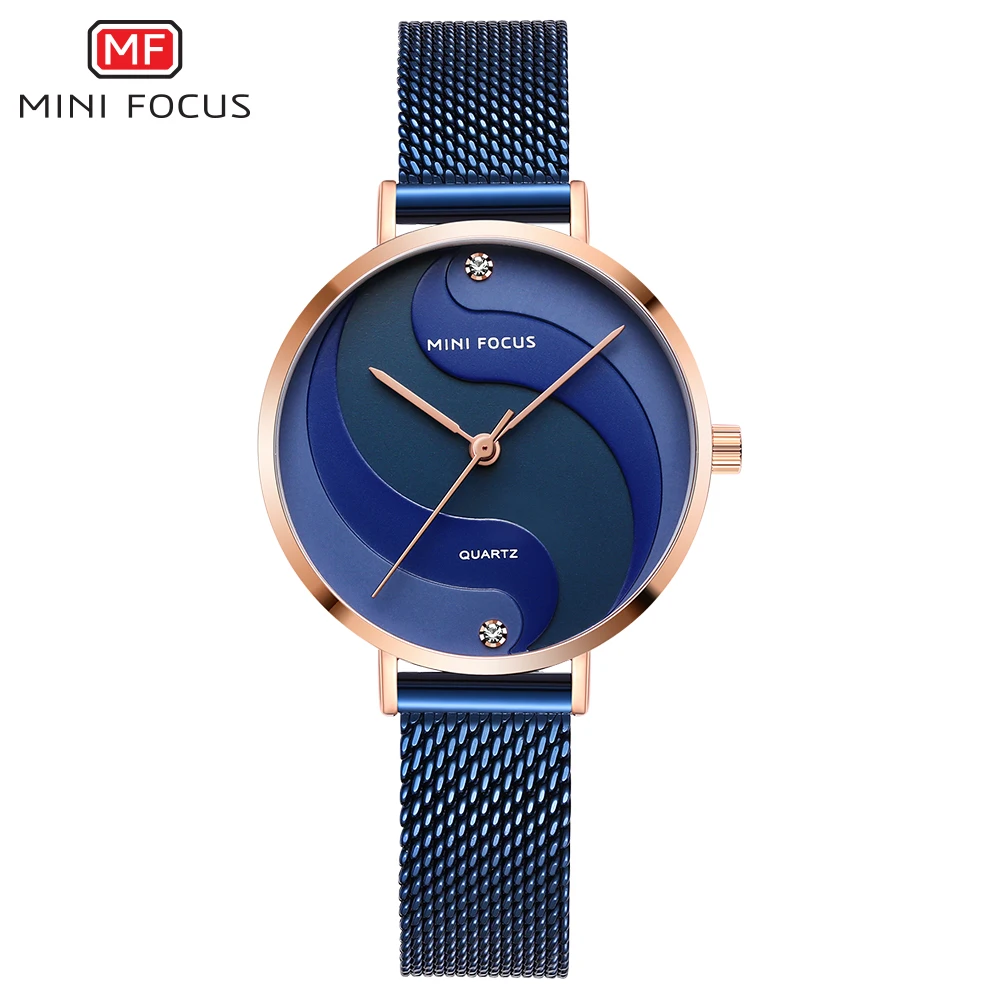 Часы MINIFOCUS женские модные под платье кварцевые люксовый бренд полностью стальные