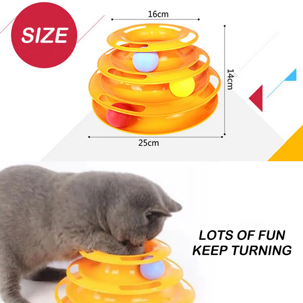 Трехуровневая игрушка для питомцев кота башня трек диск развлечения тройная