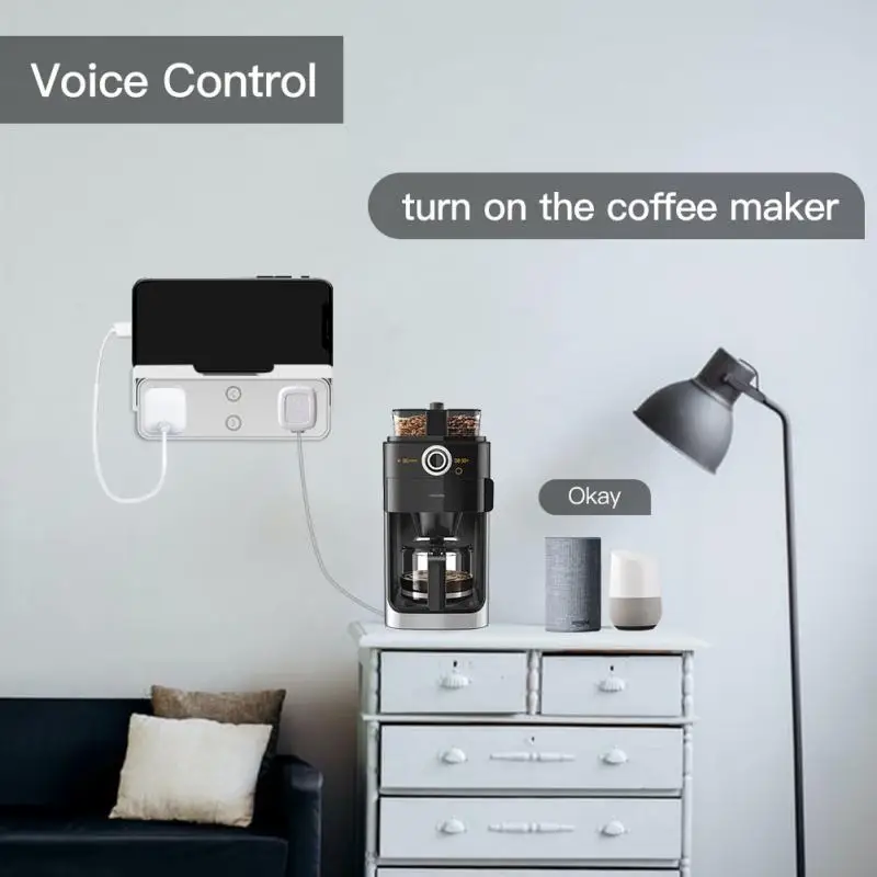 Умная розетка 2 в 1 с Wi-Fi со сплиттером для Tuya Smart Life дистанционным управлением