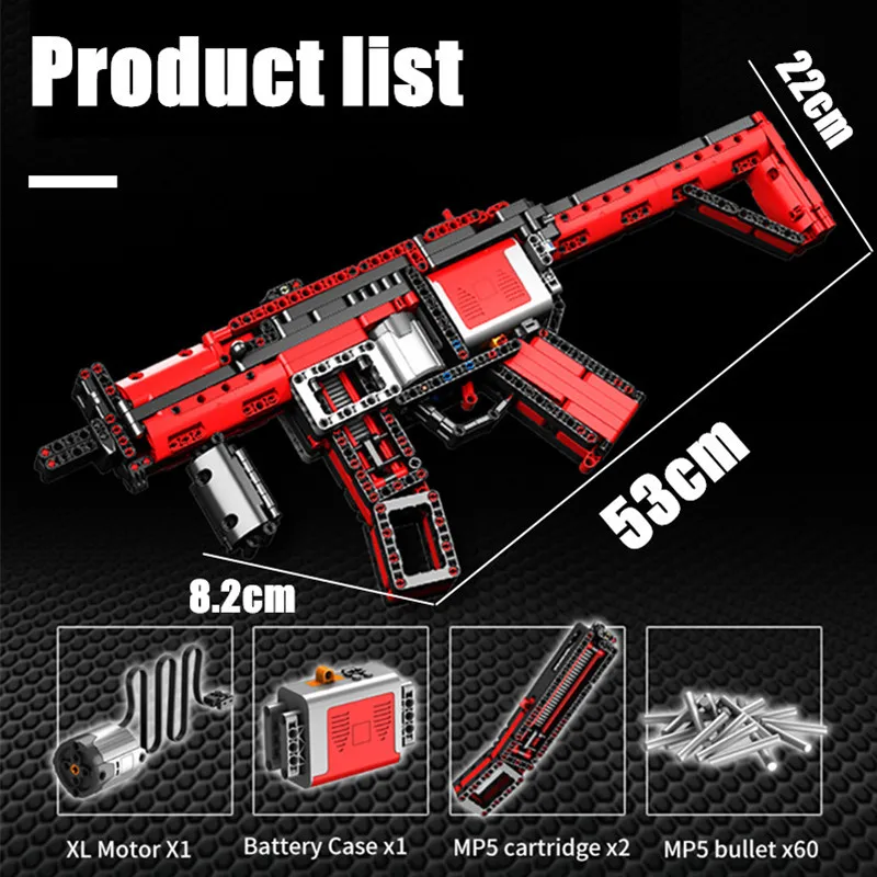 732 шт электрическая модель строительные блоки Набор пистолета HK MP5 MLI Submachine Gun