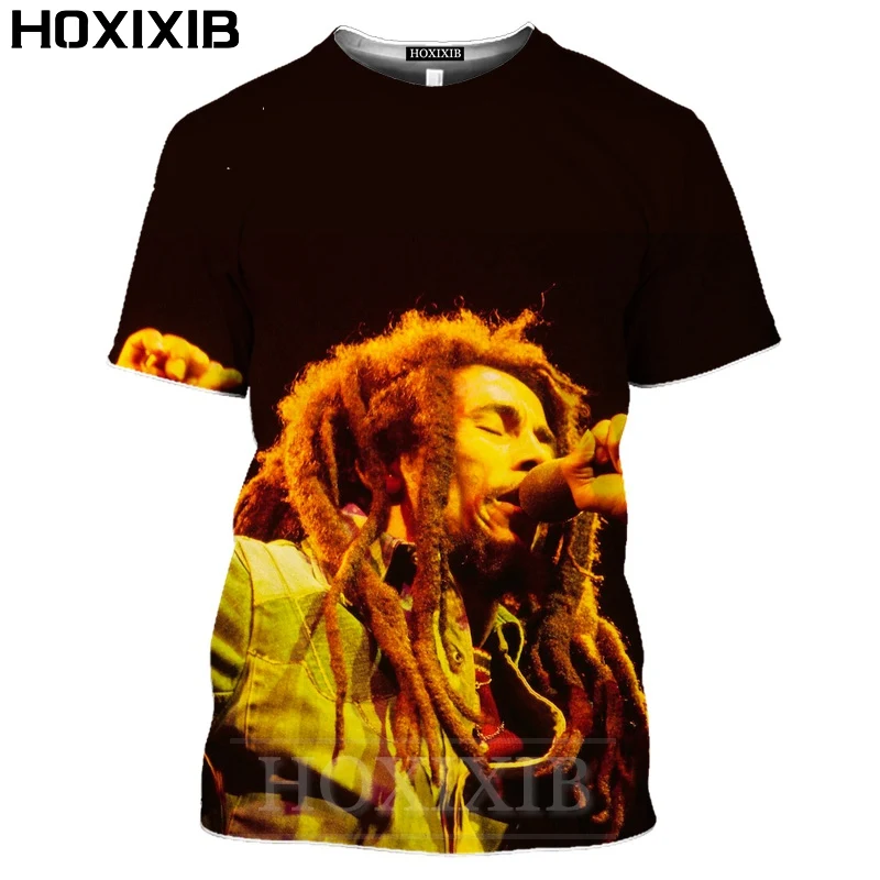 Футболка мужская HOXIXIB с 3D-принтом японским певицом песенником Бобом Марли белая