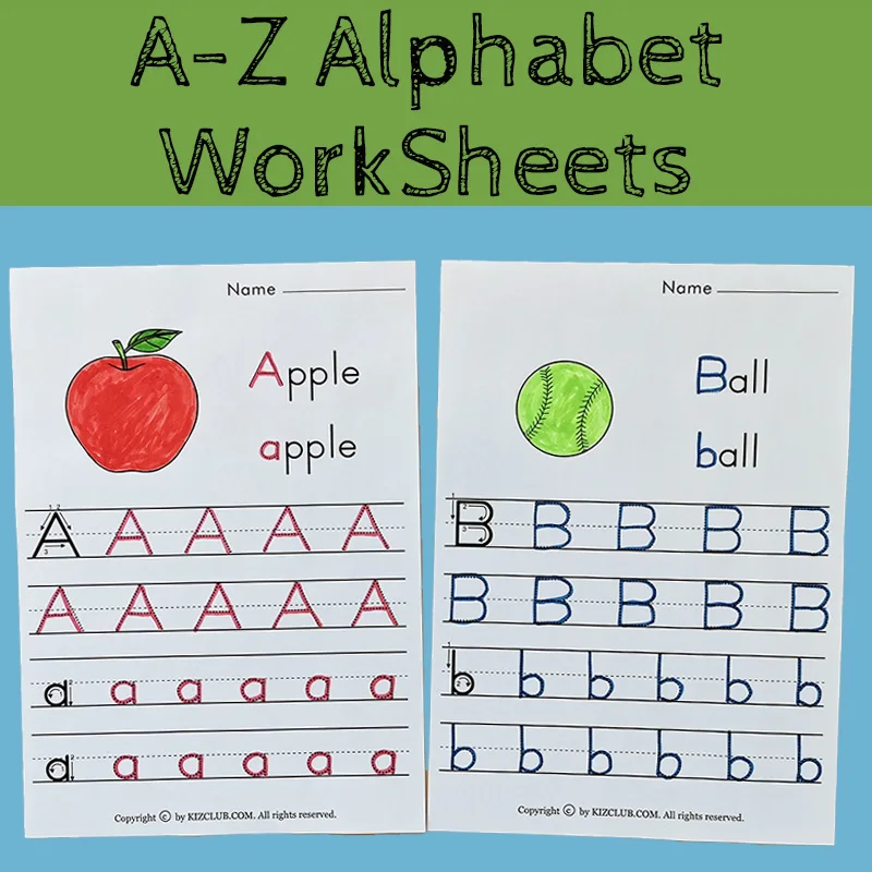 Alphabet Worksheets 26 Letters From-A-to-Z Practice Paper Preschool learning English Homework Workbook coloring books for kids | Игрушки и