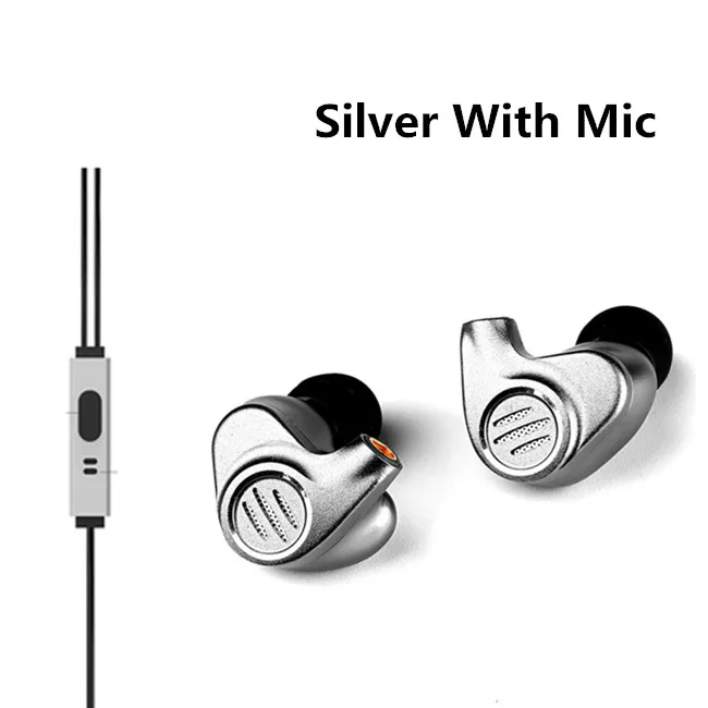 Silver with mic BGVP DMS 1DD+ 6BA 6BA+ 1DD гибридные наушники в ухо HiFi монитор IEM металлические аудиофиловые наушники DMG DM6 DM7 DS1 DX3 AS16 T2 ZS10 - Цвет: Silver with mic