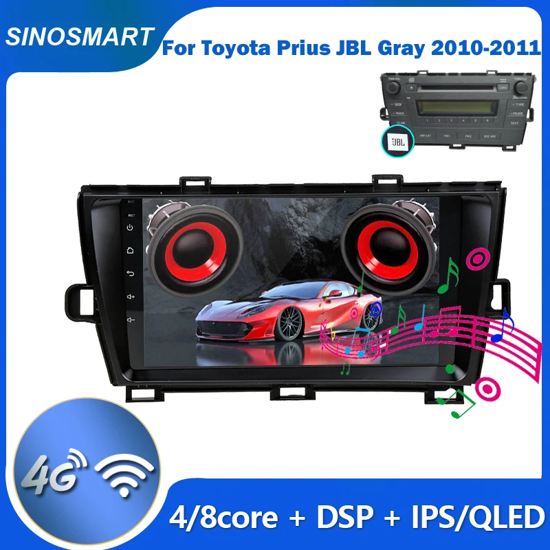 

Sinosmart Car GPS Player for Toyota Prius 2010 2011 Support OEM JBL Amplifier Black/Silver Optional 8 Core,DSP 48EQ